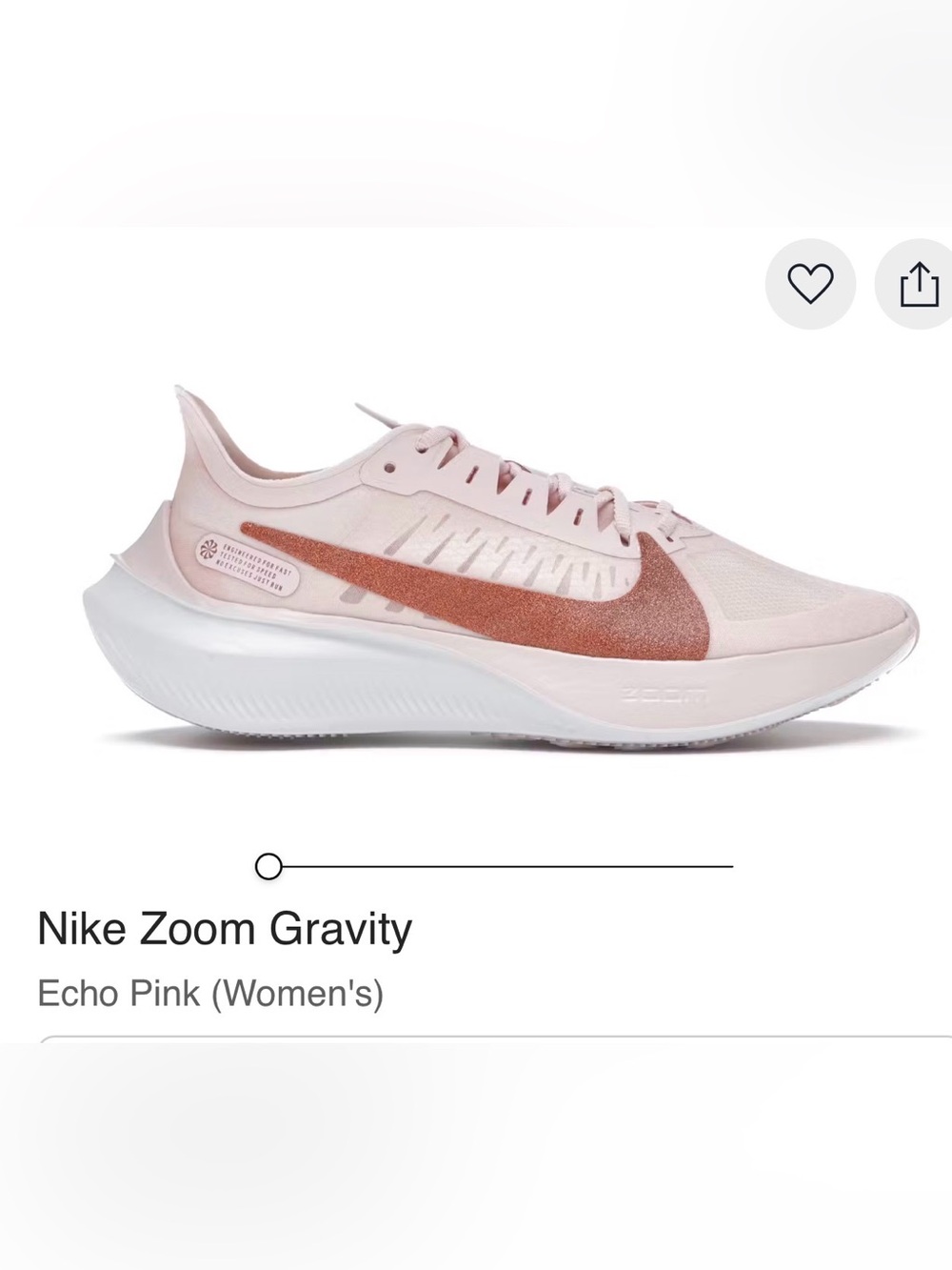 Nike Women's Running Shoe in Light Pink with Rose Metallic Swoosh